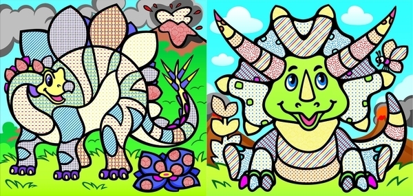 Динозаврики. Водяні розмальовки. Кольоровий фон - Pampik - 2