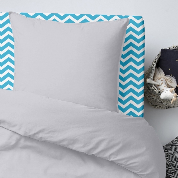 Комплект постільної білизни Cosas Зигзаг, ранфорс, 140х110 см, сірий з бірюзовим - Pampik - 5