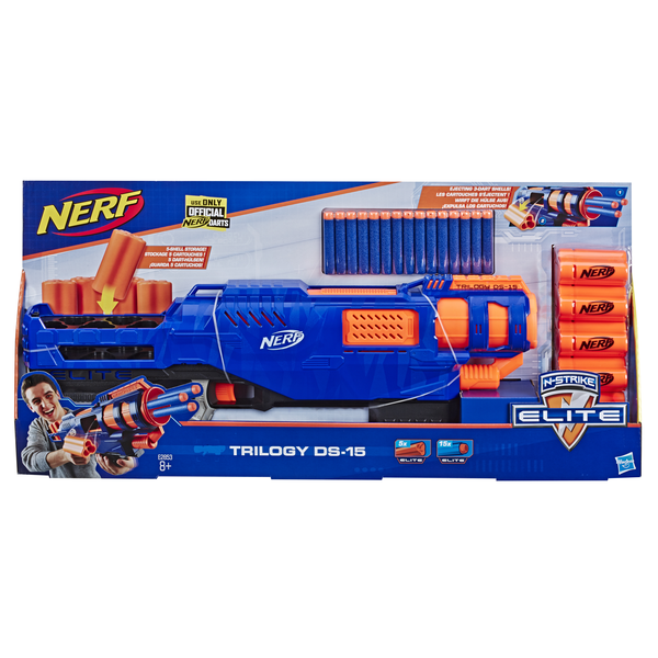 

Бластер Hasbro Nerf Элит Трилоджи ДС-15, со стрелами (E2853, Синий