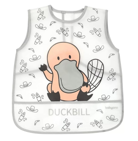 Нагрудник BabyOno Качконіс, сірий (838) - Pampik