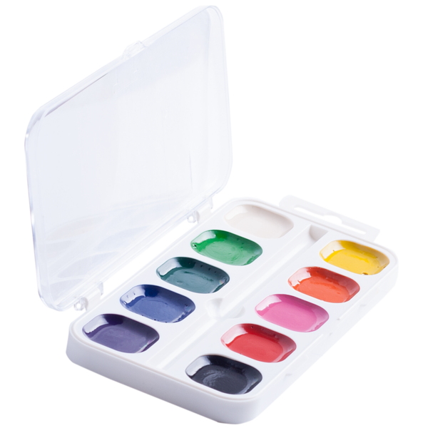 Акварельні фарби ZiBi Kids Line, біла упаковка, 10 кольорів (ZB.6543-10) - Pampik - 2