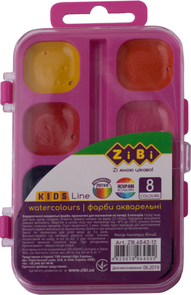 

Акварельные краски ZiBi Kids Line, розовая упаковка, 8 цветов (ZB.6542-12