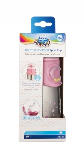 Термопоїльник Canpol Babies із силіконовою трубочкою, 300 мл, рожевий (74/054_pin) - Pampik - 4