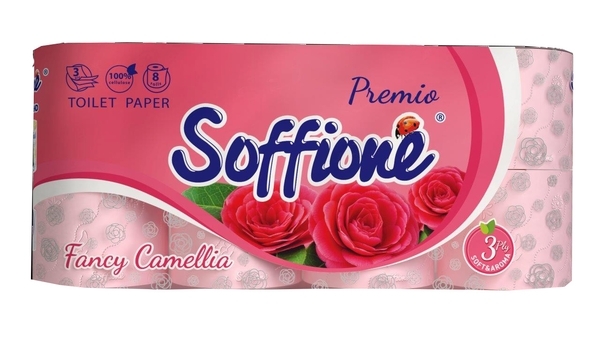 

Трехслойная туалетная бумага Soffione Premio Fency Camellia, 8 рулонов, Розовый