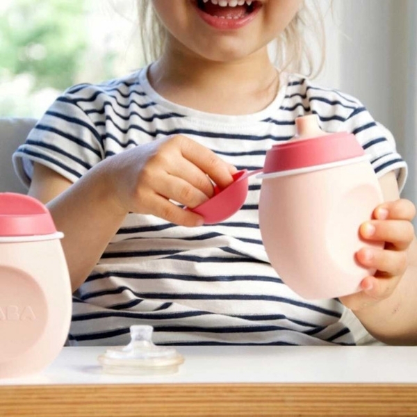 Силіконовий поїльник 2 в 1 Beaba BabySqueez, 180 мл, рожевий (912620) - Pampik - 3