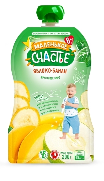 

Пюре Маленькое счастье Pouch Яблоко-Банан, 200 г