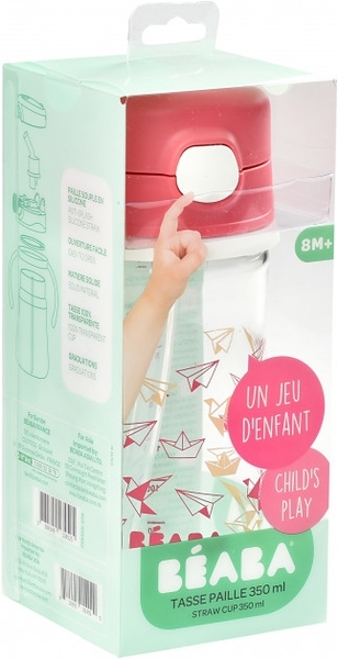 Поїльник з трубочкою Beaba Sippy, 350 мл, рожевий (913452) - Pampik - 4