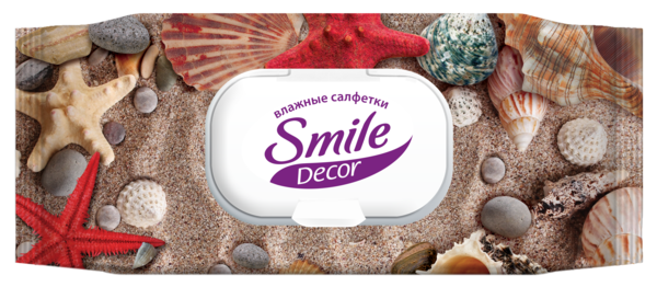 

Влажные салфетки Smile Decor Ракушки, с клапаном, 60 шт