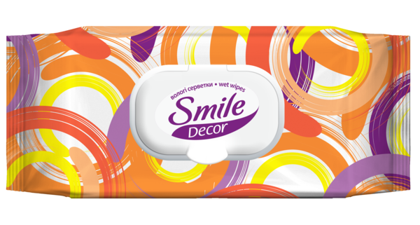 

Влажные салфетки Smile Decor Circles, с клапаном, 60 шт