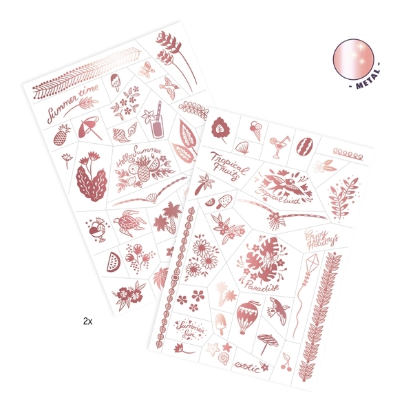 Набор наклеек на тело с металлизированным эффектом Djeco Здравствуй лето (DJ09597) - Pampik - 2