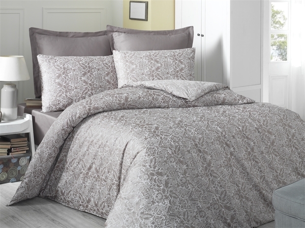 Комплект постільної білизни LightHouse Cappucino, ранфорс, 220х160 см, сірий (38628_1,5) - Pampik