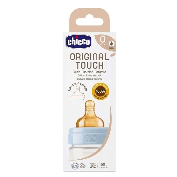 Пляшечка для годування Chicco Original Touch, з латексною соскою, 150 мл, блакитний (27610.20) - Pampik - 4