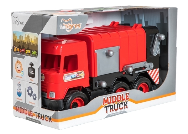 Сміттєвоз Tigres Middle truck, червоний (39488) - Pampik - 2