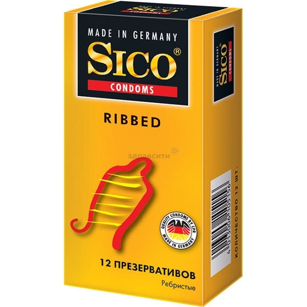 Презервативи латексні Sico Ribbed, ребристі, 12 шт. - Pampik - 2