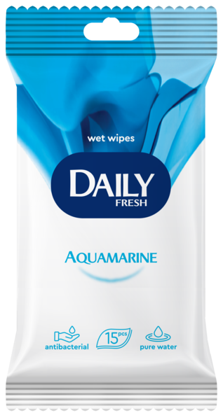 

Влажные универсальные салфетки Daily Fresh Aquamarine, 15 шт