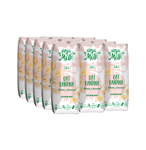 Подарок. Овсяный напиток Vega Milk с бананом, 3,75 л (15 шт. по 250 мл) - Pampik