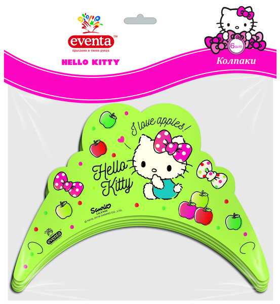 

Колпаки бумажные Eventa Hello Kitty Сладости, зеленый, 6 шт