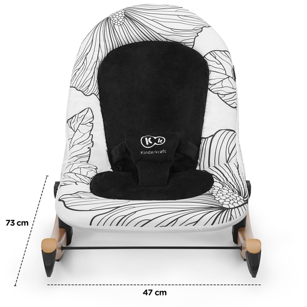 Шезлонг-гойдалка Kinderkraft Finio Black/White KKBFINOBLK0000, чорний з білим (00-00158786) - Pampik - 11