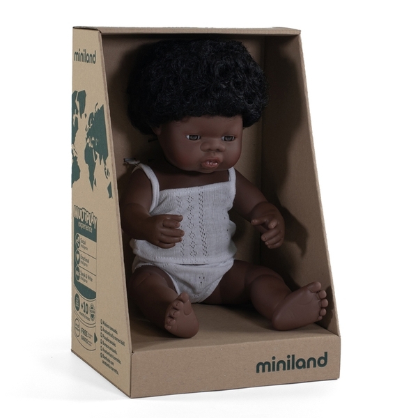 Кукла-пупс анатомическая Miniland, девочка-афроамериканка, 38 см (31154) - Pampik - 2
