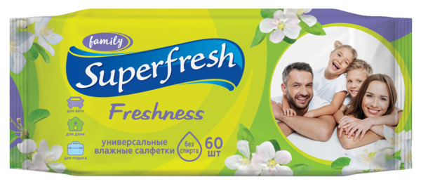 

Влажные салфетки Super Fresh Family, 60 шт