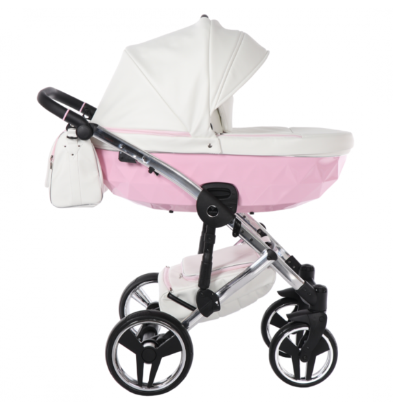 Універсальний візок 2 в 1 Junama Candy 01, білий з рожевим (J-Cy-01) - Pampik - 8