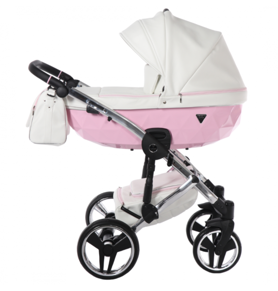 Універсальний візок 2 в 1 Junama Candy 01, білий з рожевим (J-Cy-01) - Pampik - 2