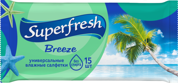 Акция на Влажные салфетки Super Fresh Breeze, 15 шт. от Pampik