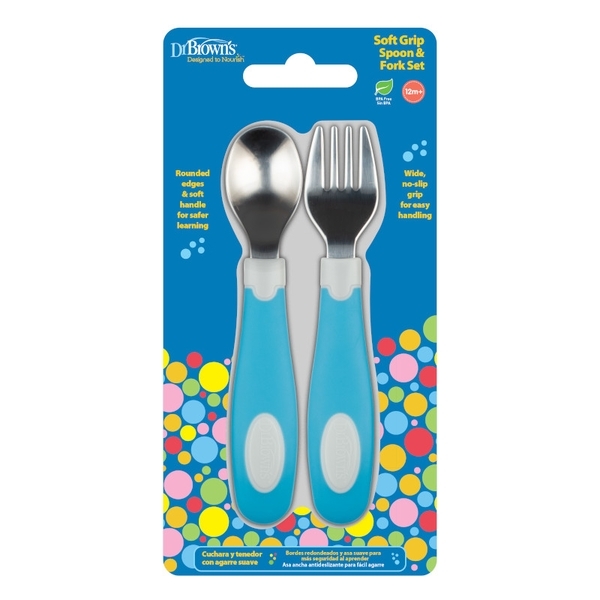 Дитяча ложка і виделка Dr. Brown's, блакитний (TF014-P3) - Pampik - 2