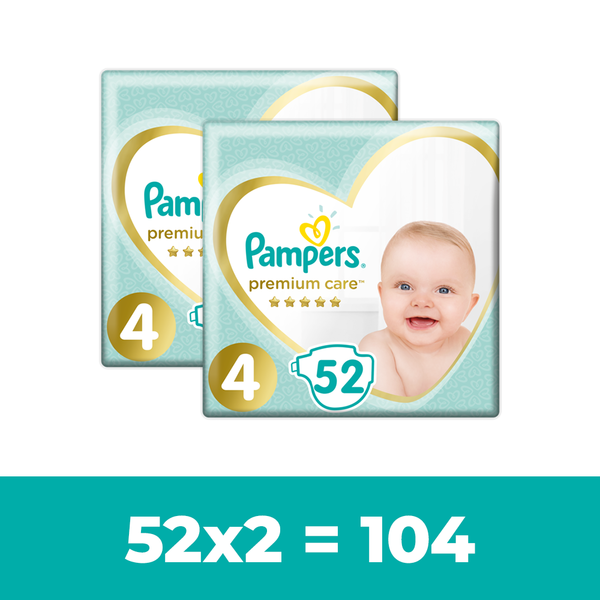 

Набор подгузников Pampers Premium Care 4 (9-14 кг), 104 шт. (2 уп. по 52 шт