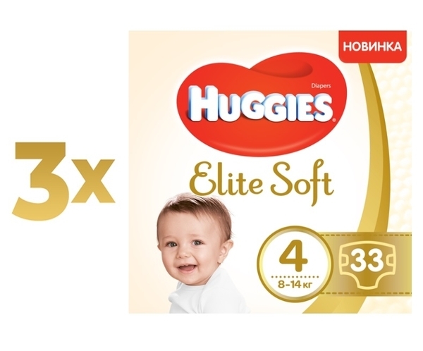 

Набор подгузников Huggies Elite Soft 4 (8-14 кг), 99 шт. (3 уп. по 33 шт