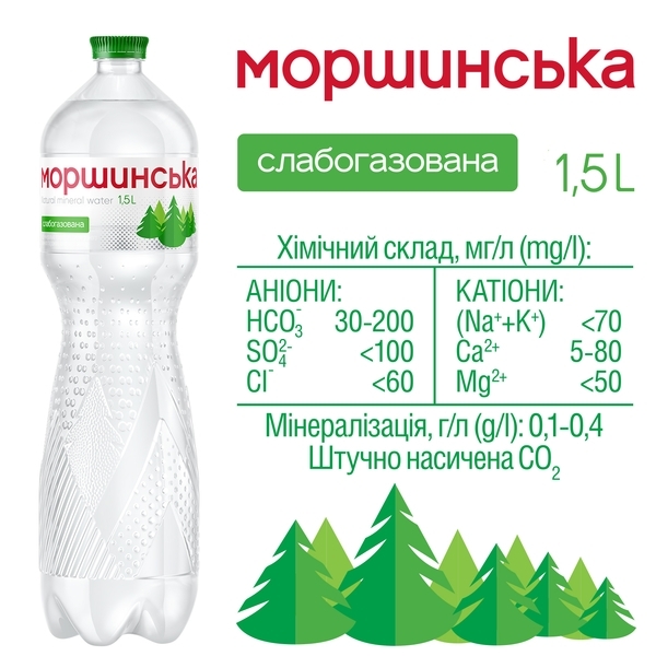 Мінеральна вода Моршинська, слабогазована, 1,5 л - Pampik - 3