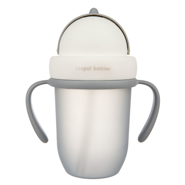 Поїльник із силіконовою трубочкою Canpol Babies Matte Pastels, 210 мл, сірий (56/522_grey) - Pampik - 3