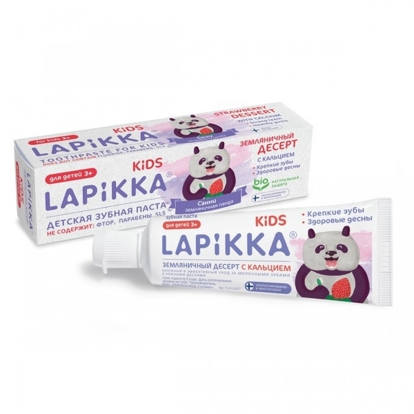 

Зубная паста Lapikka Kids Земляничный десерт с кальцием, 94 г