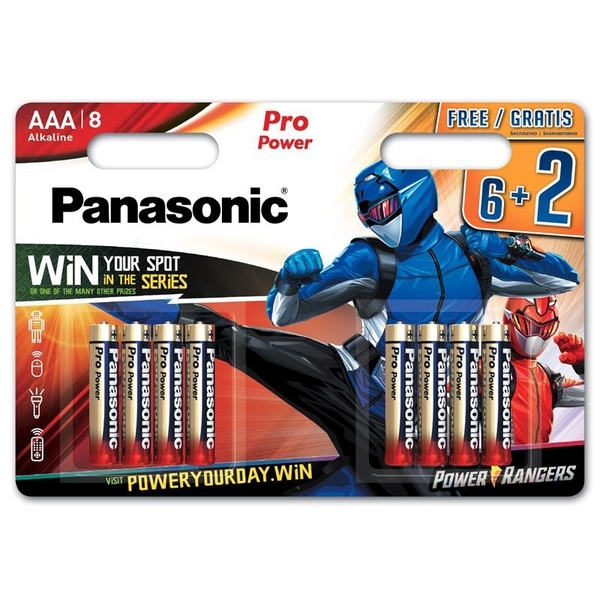 

Батарейка Panasonic Pro POWER Power Rangers, щелочная, AAА, 8 шт. (LR03XEG/8B2FPR