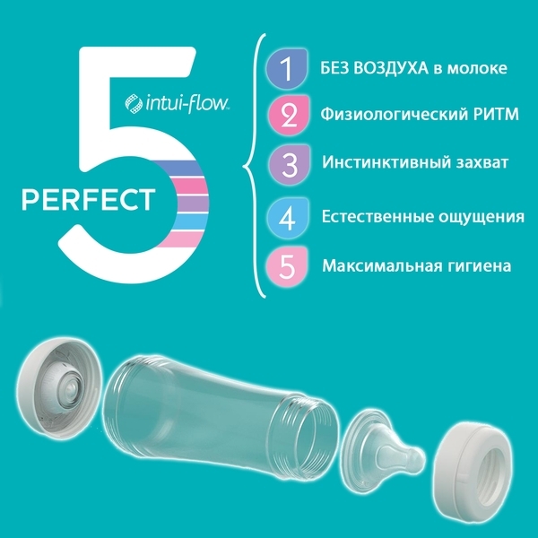 Пляшечка для годування Chicco Perfect 5, з силіконовою соскою, 300 мл, блакитний (20235.20.40) - Pampik - 5