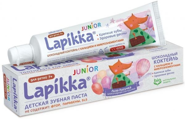 

Зубная паста Lapikka Junior Шоколадный коктейль с кальцием и микроэлементами, 74 г