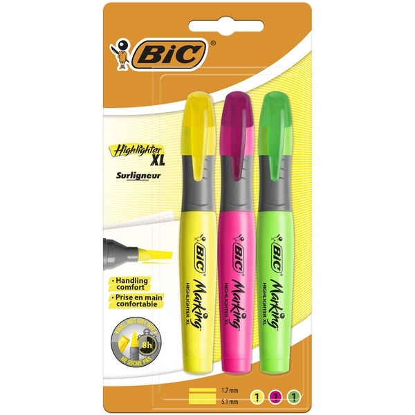 

Набор текстовыделителей BIC Highlighter XL Ассорти, 3 шт. (891405