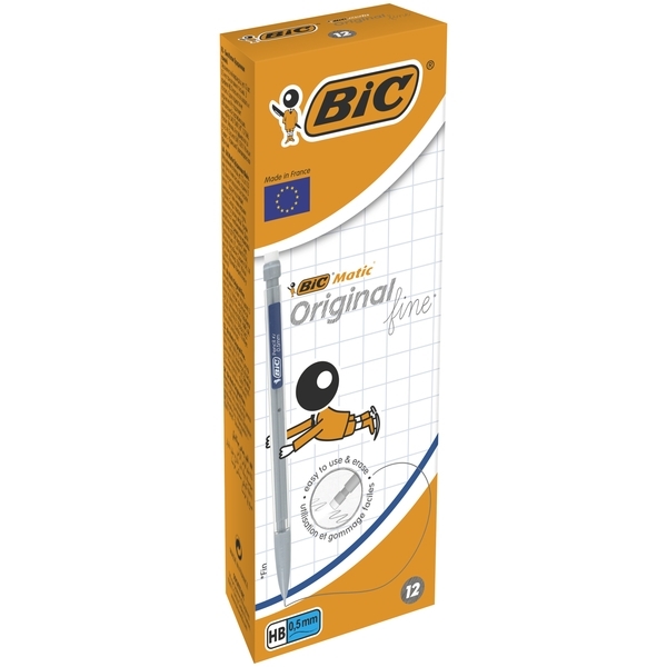 Набір механічних олівців BIC Matic Original Fine 0.5 мм HB з ластиком, 12 шт. (820958) - Pampik