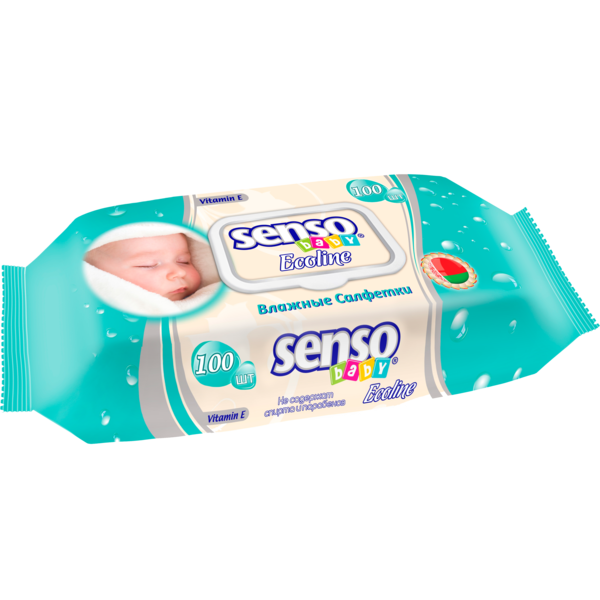 

Детские влажные салфетки Senso Baby Ecoline, с клапаном, 100 шт