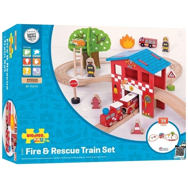 

Игровой набор Bigjigs Toys Железнодорожная пожарная станция (BJTO37
