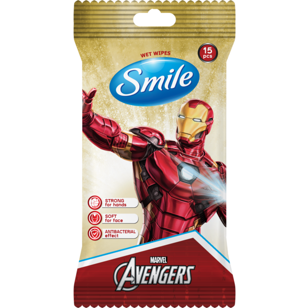 Вологі серветки Smile Antibacterial Marvel, 15 шт. - Pampik - 2
