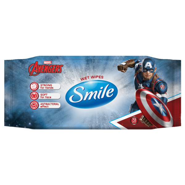 

Влажные салфетки Smile Antibacterial Marvel, 72 шт