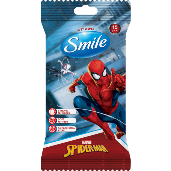 Вологі серветки Smile Antibacterial Marvel, 15 шт. - Pampik - 3