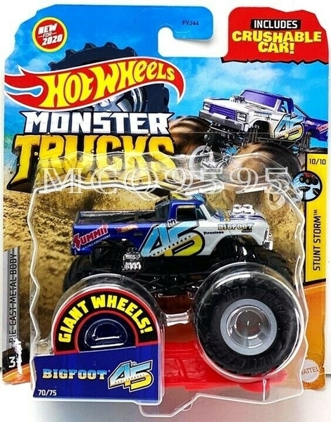 

Базовая машинка-внедорожник Hot Wheels Hot Wheels Monster Trucks Bigfoot 45th anniversary (FYJ44, Белый;голубой