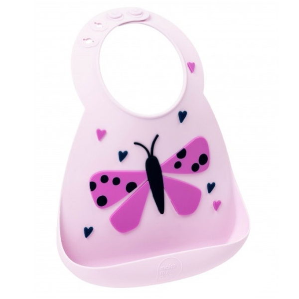 

Силиконовый нагрудник Make My Day Baby Bib hurts in a flutter, розовый (BB130