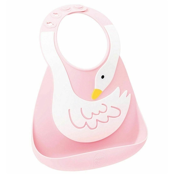 

Силиконовый нагрудник Make My Day Baby Bib swan dive, розовый (BB124