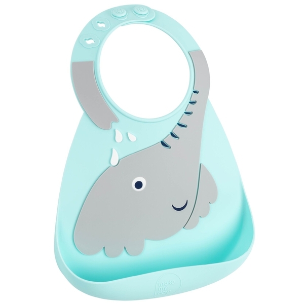 

Силиконовый нагрудник Make My Day Baby Bib splish-splash Elephant, бирюзовый (BB136