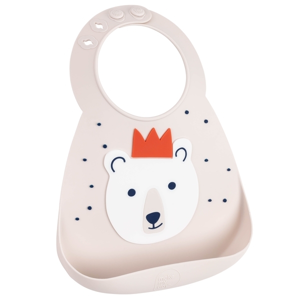 

Силиконовый нагрудник Make My Day Baby Bib party animal Polar Bear, бежевый (BB132