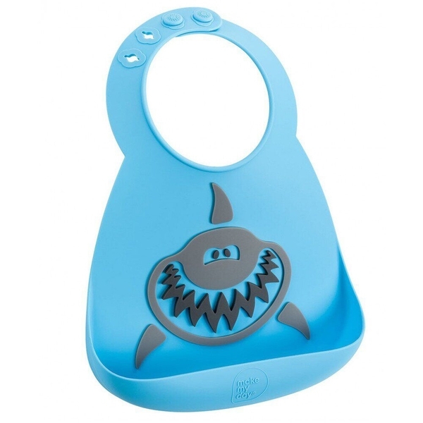 

Силиконовый нагрудник Make My Day Baby Bib shark, голубой (BB118