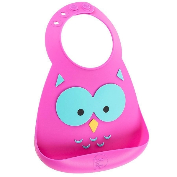 

Силиконовый нагрудник Make My Day Baby Bib what-a-hoot, розовый (BB110